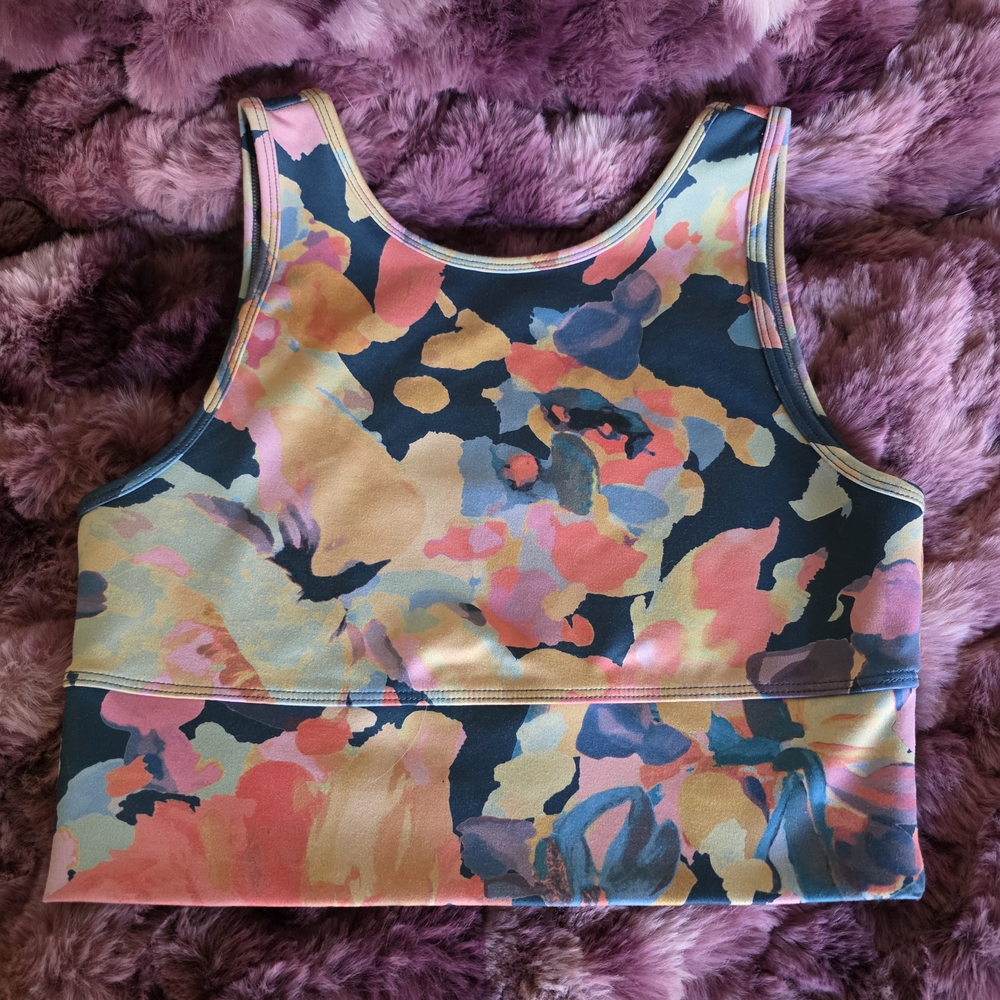 Anthropologie Daily Practice Liana High Neck Floral Long Line Bra Medium